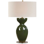 Curhan Table Lamp - Green-Antique Brass / White