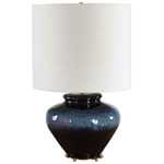 Andrus Table Lamp - Antique Brass - Blue / White