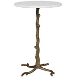 Calais Accent Table - Antique Brass / White