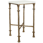 Penelope Accent Table - Antique Brass / White