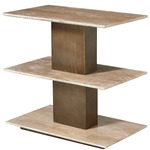 Travertini Accent Table - Antique Brass / Brown