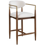 Moxie Counter Stool - Walnut / Brass / White
