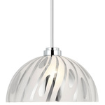 Chroman Empire Dome Pendant - Chrome / Smoke Glass / Chrome