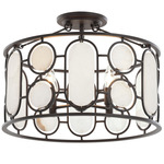 Oval Office Semi Flush Ceiling Light - Ironclad / White