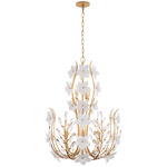 Petal Court Chandelier - French Gold / Clear / White