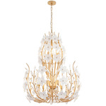 Petal Court Chandelier - French Gold / Clear / White