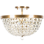 Crystal Baller Semi Flush Ceiling Light - Antique Bronze / Clear