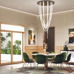 Trapeze Pirouette Cascade TruColor RGBTW Round Chandelier - Polished Nickel / White