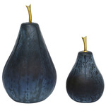 Glass Pear Set of 2 - Brass / Dark Blue