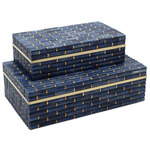 Midnight Bamboo Box Set of 2 - Blue / Brass