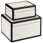Ivory Lacquer Box Set of 2 - Ivory / Black