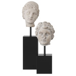Venus Head On Stand Set of 2 - Black / Beige
