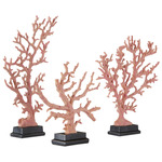 Coral Branches Set of 3 - Black / Coral
