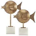 Cici Fish Set of 2 - White / Antique Brass