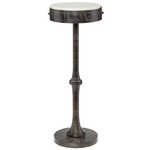 Helios Drinks Table - Antique Black / White Marble