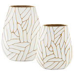 Anika Vase Set of 2 - White / Gold