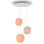 Filigrana Multi-Light Pendant - Matte White / Black & Red Canes