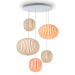 Filigrana Multi-Light Pendant - Matte White / Black & Red Canes