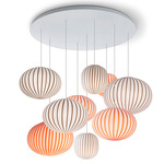 Filigrana Multi-Light Pendant - Matte White / Black & Red Canes