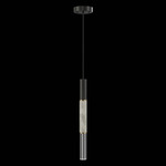 Antonia Cylinder Pendant - Black / Brass / Smoke / Crystal