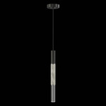 Antonia Cylinder Pendant - Black / Nickel / Smoke / Crystal