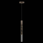 Antonia Cylinder Pendant - Bronze / Brass / Charcoal / Crystal