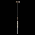 Antonia Cylinder Pendant - Bronze / Brass / Smoke / Crystal