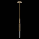 Antonia Cylinder Pendant - Gold Leaf / Brass / No Skin / Crystal