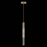 Antonia Cylinder Pendant - Gold Leaf / Brass / Smoke / Crystal