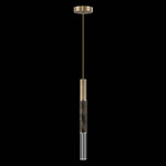 Antonia Cylinder Pendant - Gold Leaf / Nickel / Charcoal / Crystal