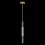 Antonia Cylinder Pendant - Gold Leaf / Nickel / Smoke / Crystal