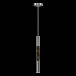 Antonia Cylinder Pendant - Silver Leaf / Brass / Charcoal / Crystal