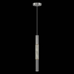 Antonia Cylinder Pendant - Silver Leaf / Brass / Smoke / Crystal