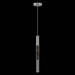 Antonia Cylinder Pendant - Silver Leaf / Nickel / Charcoal / Crystal