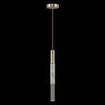 Antonia Cylinder Pendant - Soft Gold Leaf / Brass / Smoke / Crystal