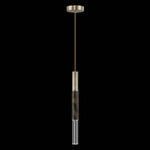 Antonia Cylinder Pendant - Soft Gold Leaf / Nickel / Charcoal / Crystal