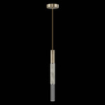 Antonia Cylinder Pendant - Soft Gold Leaf / Nickel / Smoke / Crystal