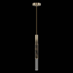 Antonia Cylinder Pendant - Ombre Bronze / Brass / Charcoal / Crystal