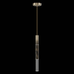 Antonia Cylinder Pendant - Ombre Bronze / Nickel / Charcoal / Crystal