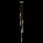 Antonia Cylinder Round Multi-Light Pendant - Gold Leaf / Brass / Charcoal / Crystal