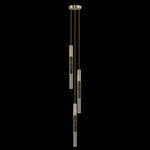 Antonia Cylinder Round Multi-Light Pendant - Soft Gold Leaf / Brass / Charcoal / Crystal
