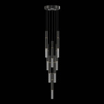 Antonia Cylinder Round Multi-Light Pendant - Black / Brass / No Skin / Crystal
