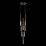 Antonia Cylinder Round Multi-Light Pendant - Black / Brass / Charcoal / Crystal