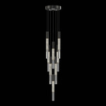 Antonia Cylinder Round Multi-Light Pendant - Black / Brass / Smoke / Crystal