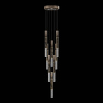 Antonia Cylinder Round Multi-Light Pendant - Bronze / Brass / Charcoal / Crystal