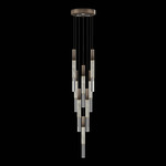 Antonia Cylinder Round Multi-Light Pendant - Bronze / Brass / Smoke / Crystal