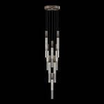 Antonia Cylinder Round Multi-Light Pendant - Bronze / Nickel / Smoke / Crystal