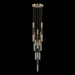 Antonia Cylinder Round Multi-Light Pendant - Gold Leaf / Brass / Charcoal / Crystal