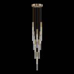 Antonia Cylinder Round Multi-Light Pendant - Gold Leaf / Brass / Smoke / Crystal