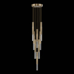 Antonia Cylinder Round Multi-Light Pendant - Gold Leaf / Nickel / No Skin / Crystal